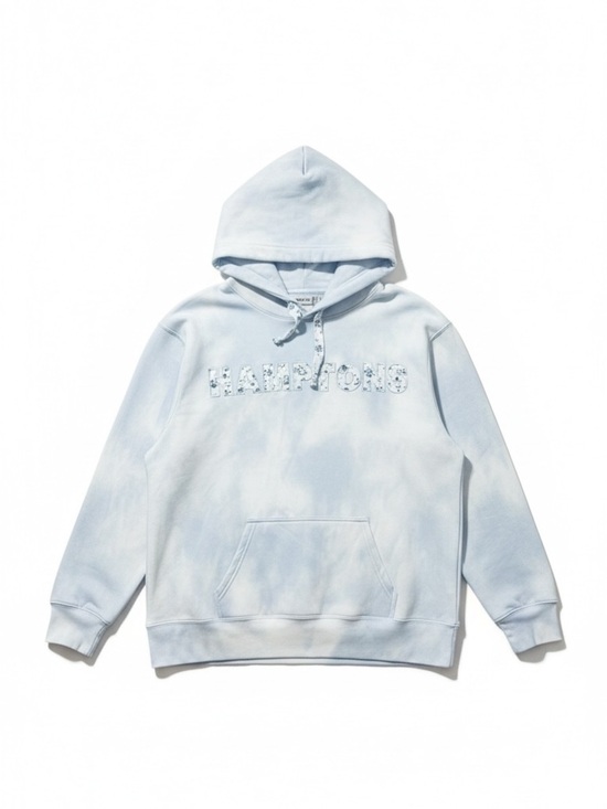Ocean Drive Tops - Ocean Drive Hamptons Floral Patch Hoodie Tie Dye Blue Pullover XL
